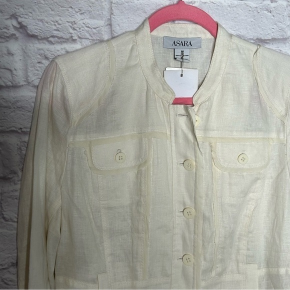 ASARA Ivory Linen Button Down Jacket - Picture 7 of 13